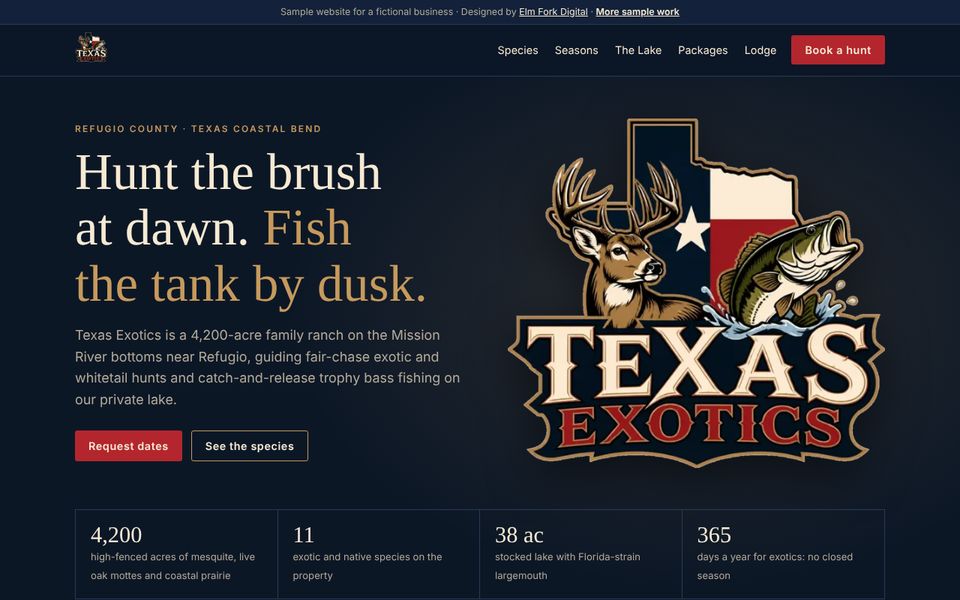 Preview of the Texas Exotics Ranch design sample